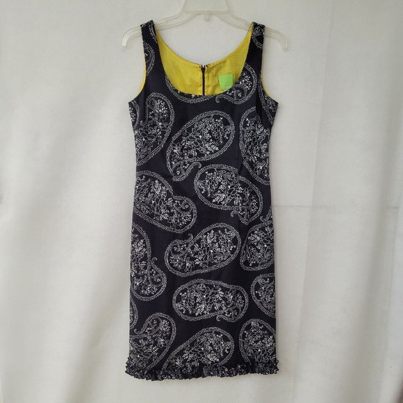 Citrine Dress Womens 8 Sleeveless Black/White Ruffle Hem Sleeveless Slit - Picture 1 of 11